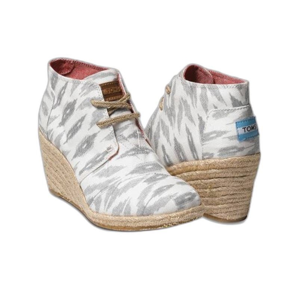 TOMS Gray Ikat Desert Wedge Booties Shoes Women's Size 5.5 NWOB
